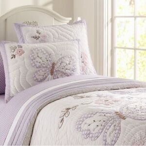 Pottery Barn Twin Lavender Butterfly Bed Set